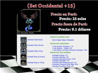 (Set Occidental +15)Precio en Perú:Precio: 25 solesPrecio fuera de Perú:Precio: 9.1 dólares 