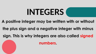 Sets of Integer and Number Line Positive-Negative | PPTX