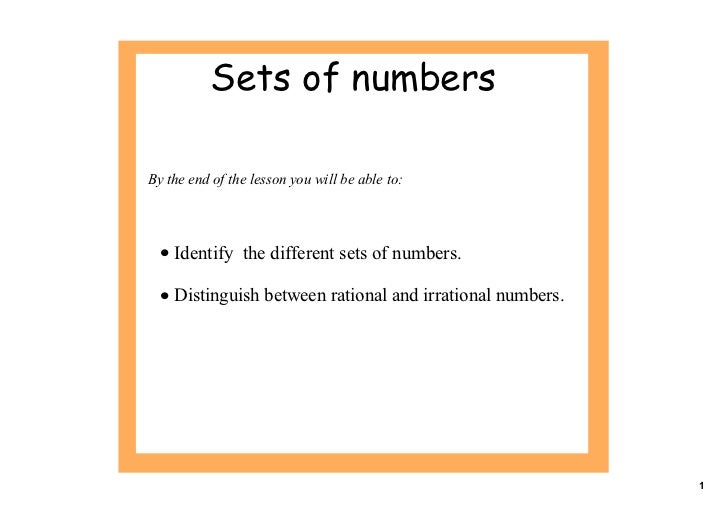 Sets of numbers