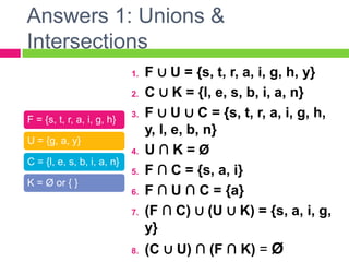 Sets Part II: Operations