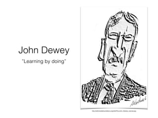 John Dewey
”Learning by doing”
http://wikimediafoundation.org/wiki/File:John_Dewey_caricat.jpg
 