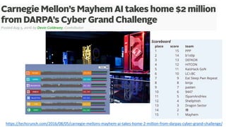 https://techcrunch.com/2016/08/05/carnegie-mellons-mayhem-ai-takes-home-2-million-from-darpas-cyber-grand-challenge/
 