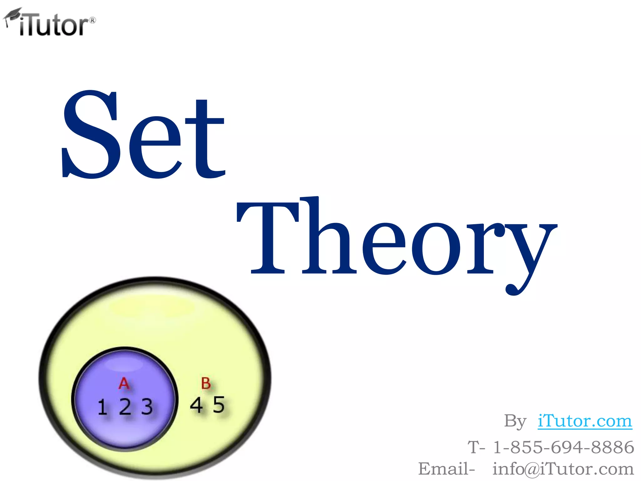 Set
Theory
T- 1-855-694-8886
Email- info@iTutor.com
By iTutor.com
 