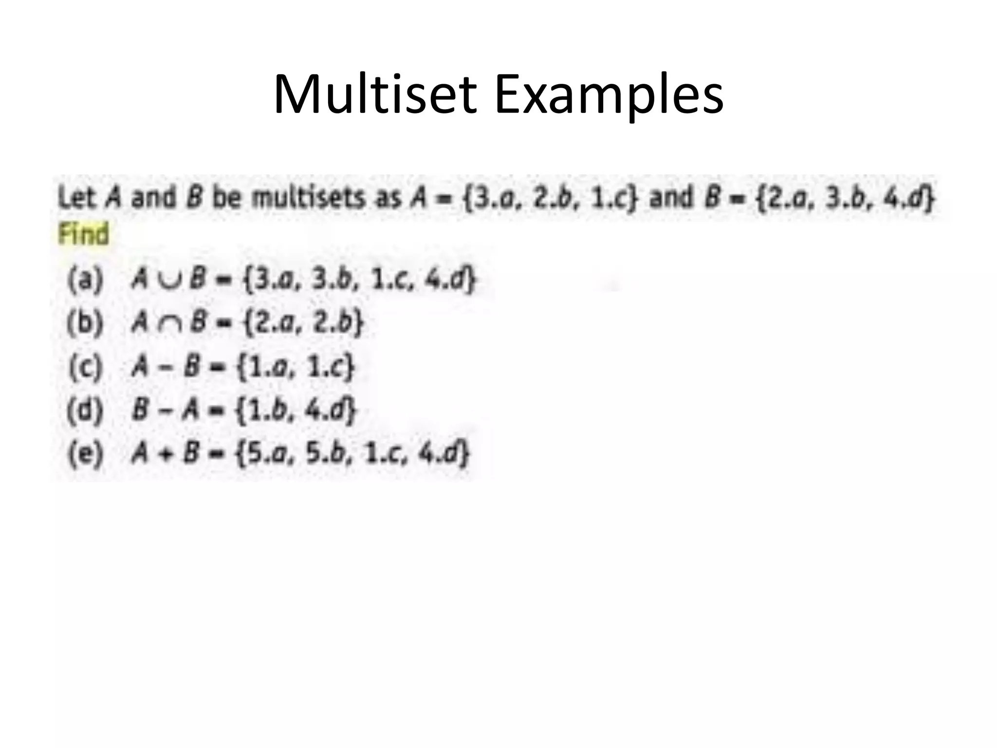 Multiset Examples
 