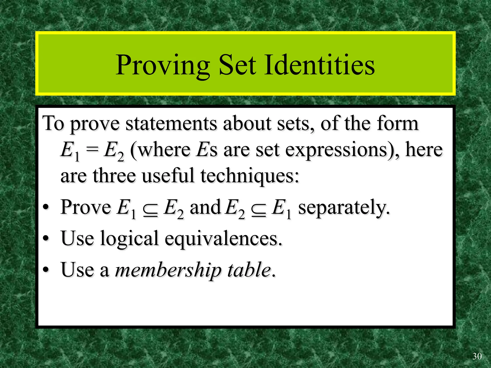 Introduction to set theory with application | PPT