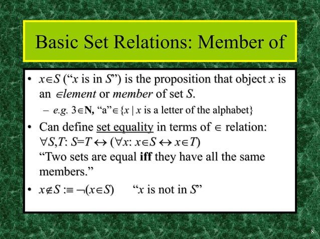 Introduction to set theory with application | PPT