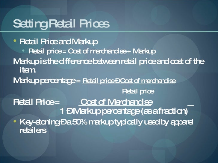 Retail Price Markup