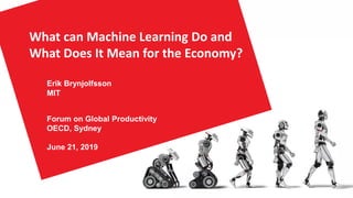 What can Machine Learning Do and
What Does It Mean for the Economy?
Erik Brynjolfsson
MIT
Forum on Global Productivity
OECD, Sydney
June 21, 2019
 