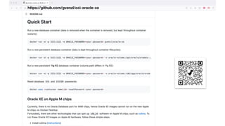 https://github.com/gvenzl/oci-oracle-xe
 