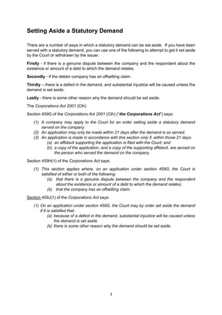 Stautory Demand Example Setting aside statutory demand in australia | PDF