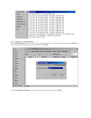 Setting billing hotspot integrasi router mikrotik | DOC