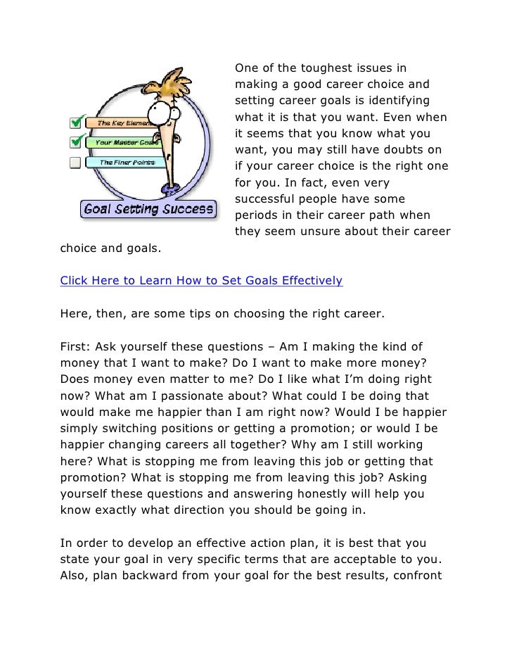 setting career goals personal goals through good habits what are some good career goals