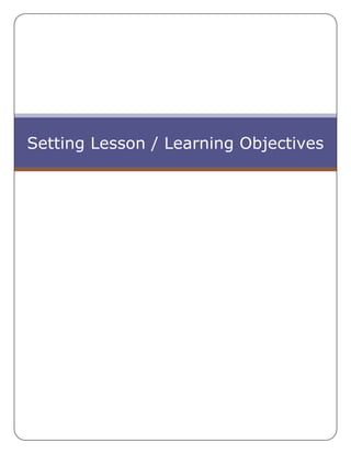 Setting Effective Lesson Objectives | PDF