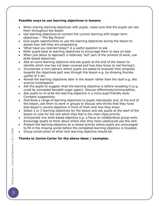 Setting Effective Lesson Objectives