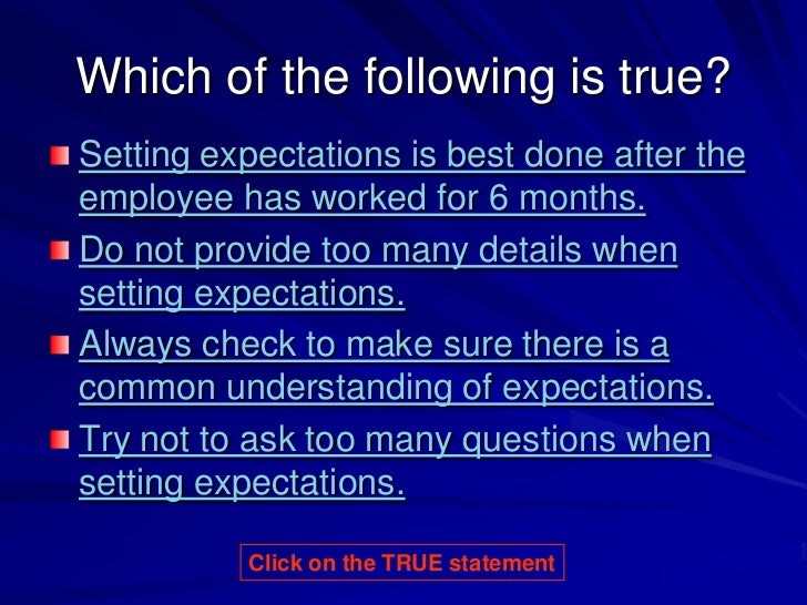 Setting expectations