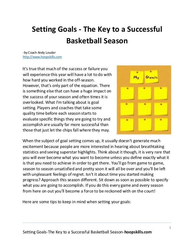 Setting goals the key to a successful basketball season