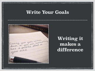 Write Your Goals
Writing it
makes a
difference
 