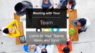 speaktme.com
Meeting with Your
Team
Listen to Your Teams
Ideas and Input
 