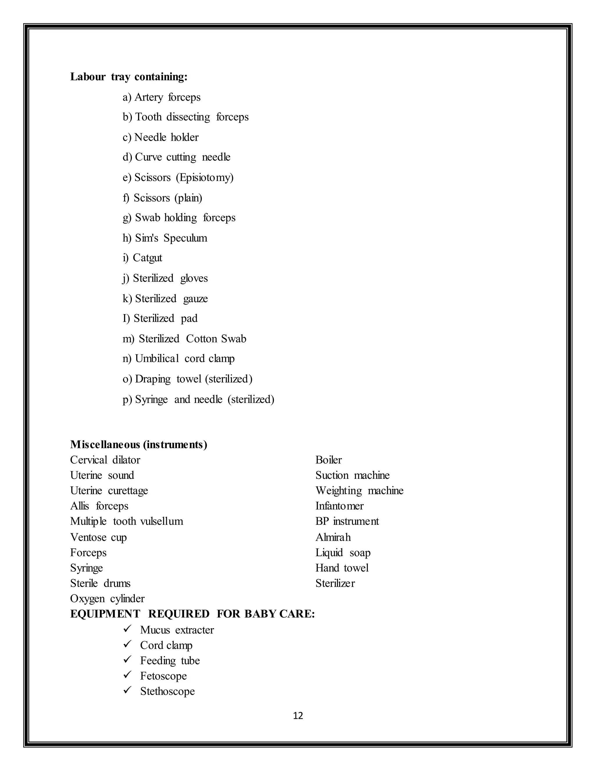 In Partograph and Setting of labour room word file | DOCX
