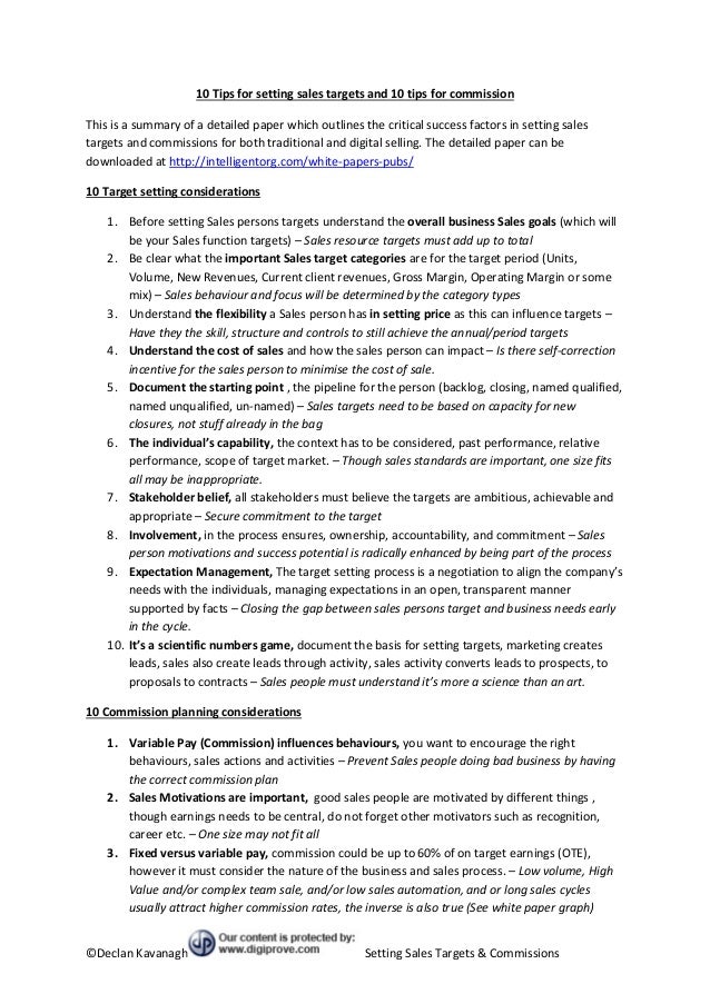 setting sales targets and commission plans 10 tips for each salesman commission agreement