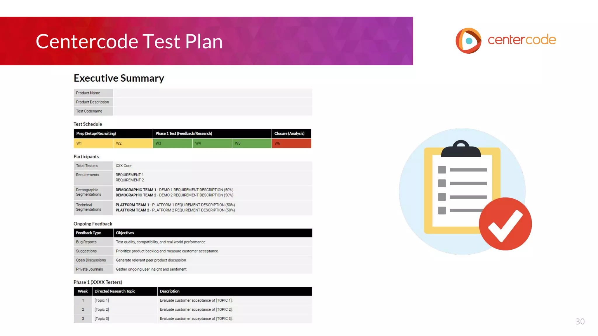 Centercode Test Plan
30
 
