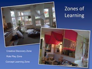 Zones of
                          Learning




Creative Discovery Zone

Role Play Zone

Concept Learning Zone
 