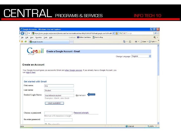 Setting up a gmail account