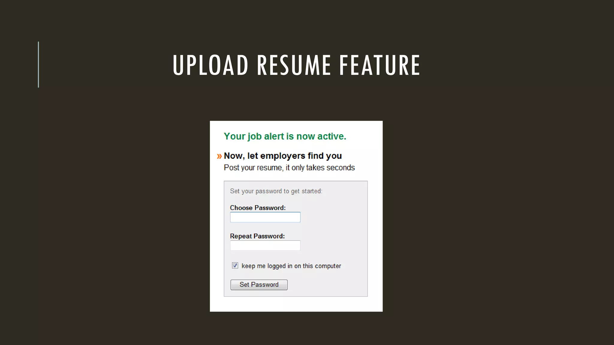 UPLOAD RESUME FEATURE
