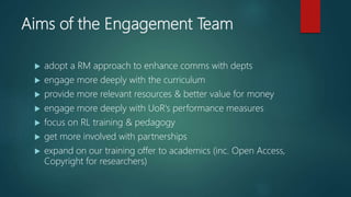 Alison Randal: Setting up a new academic engagement team at Roehampton ...