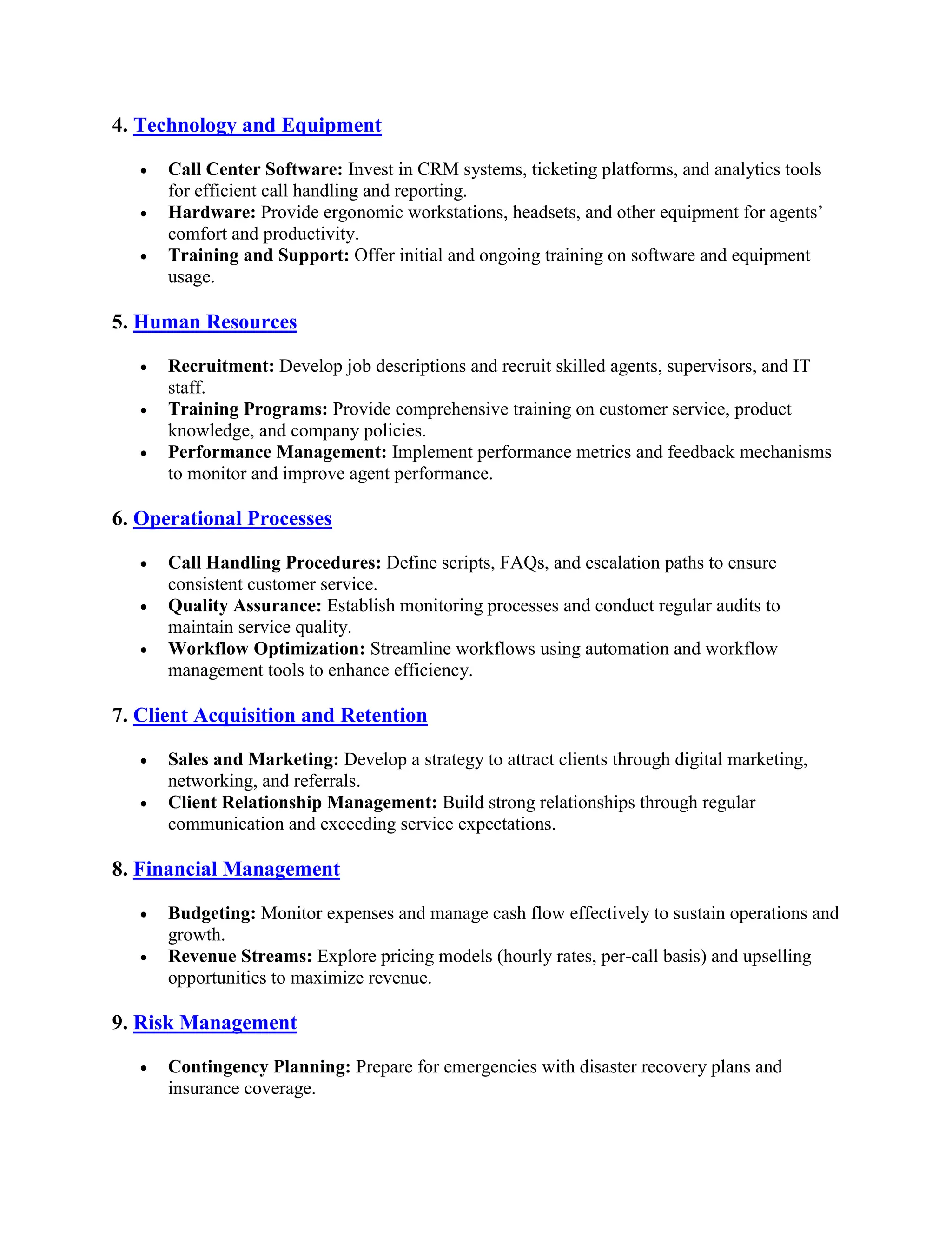 Setting Up A New Call Center Or Business Process Outsourcing Pdf