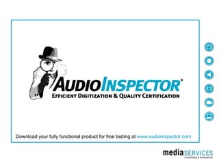 Download your fully functional product for free testing at  www.audioinspector.com 