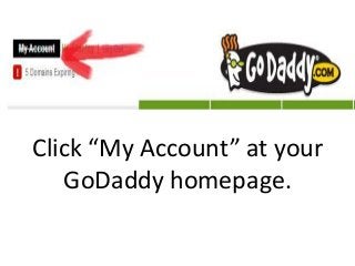 Click “My Account” at your
GoDaddy homepage.
 
