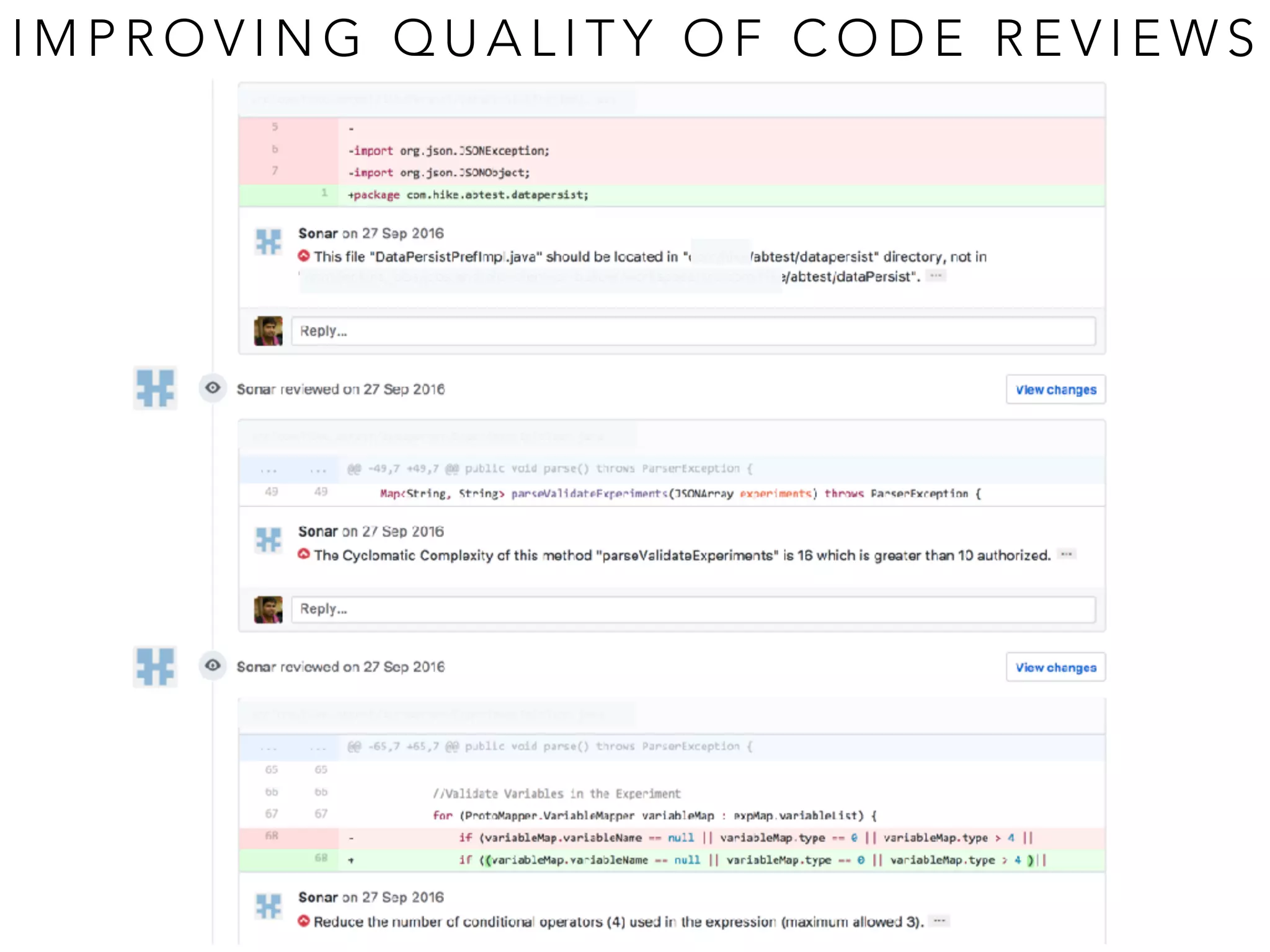 I M P R O V I N G Q U A L I T Y O F C O D E R E V I E W S
 