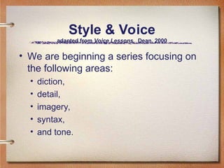 Mastering Diction: Enhancing Style and Voice in Writing | PPT