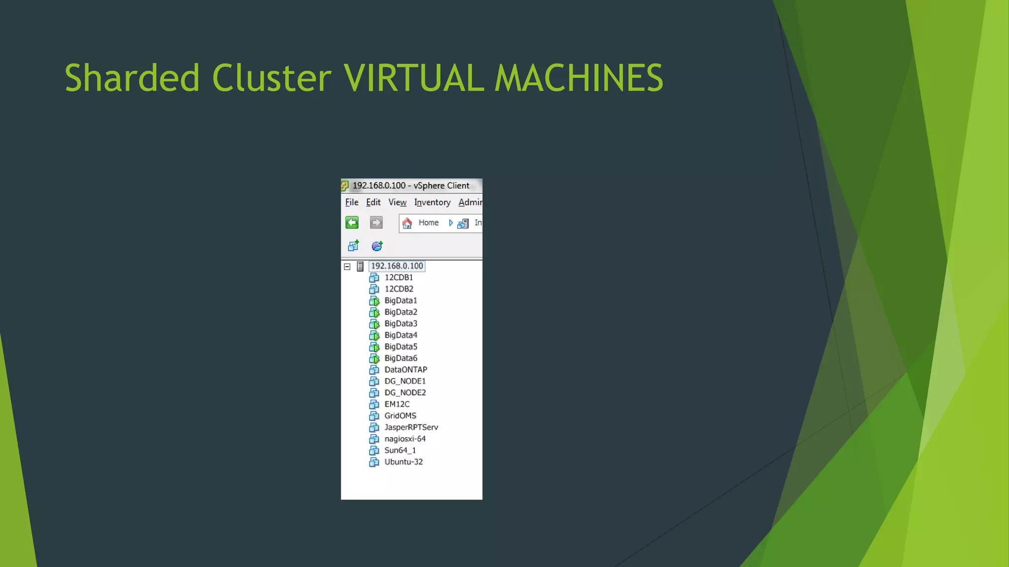Sharded Cluster VIRTUAL MACHINES
 