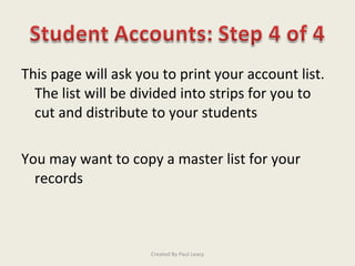 Setting up student accounts tutorial (pbworks)