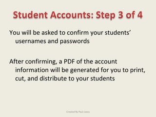 Setting up student accounts tutorial (pbworks)