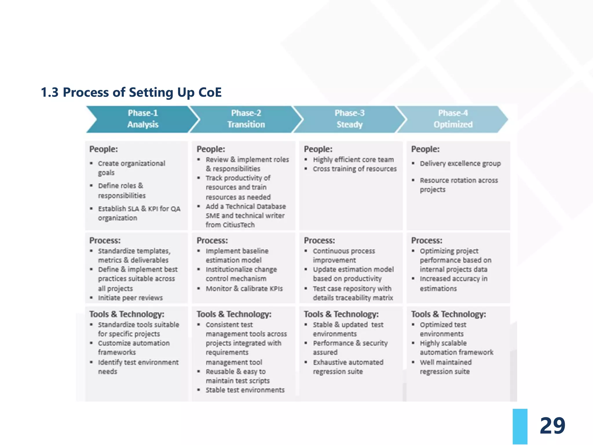 29
1.3 Process of Setting Up CoE
 