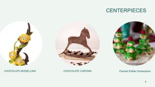 CHOCOLATE MODELLING CHOCOLATE CARVING Painted Edible Centerpiece
4
CENTERPIECES
 