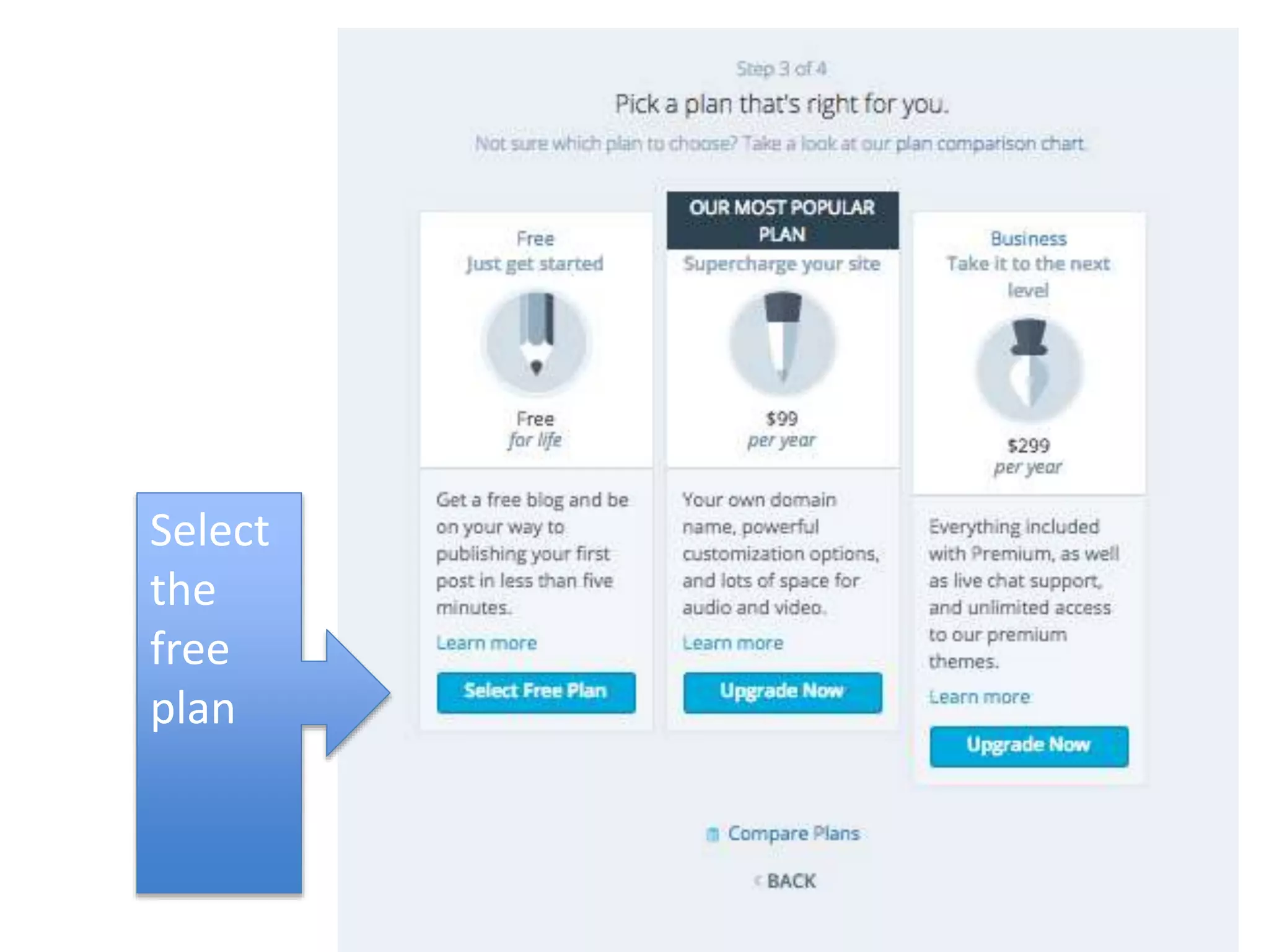 Select
the
free
plan