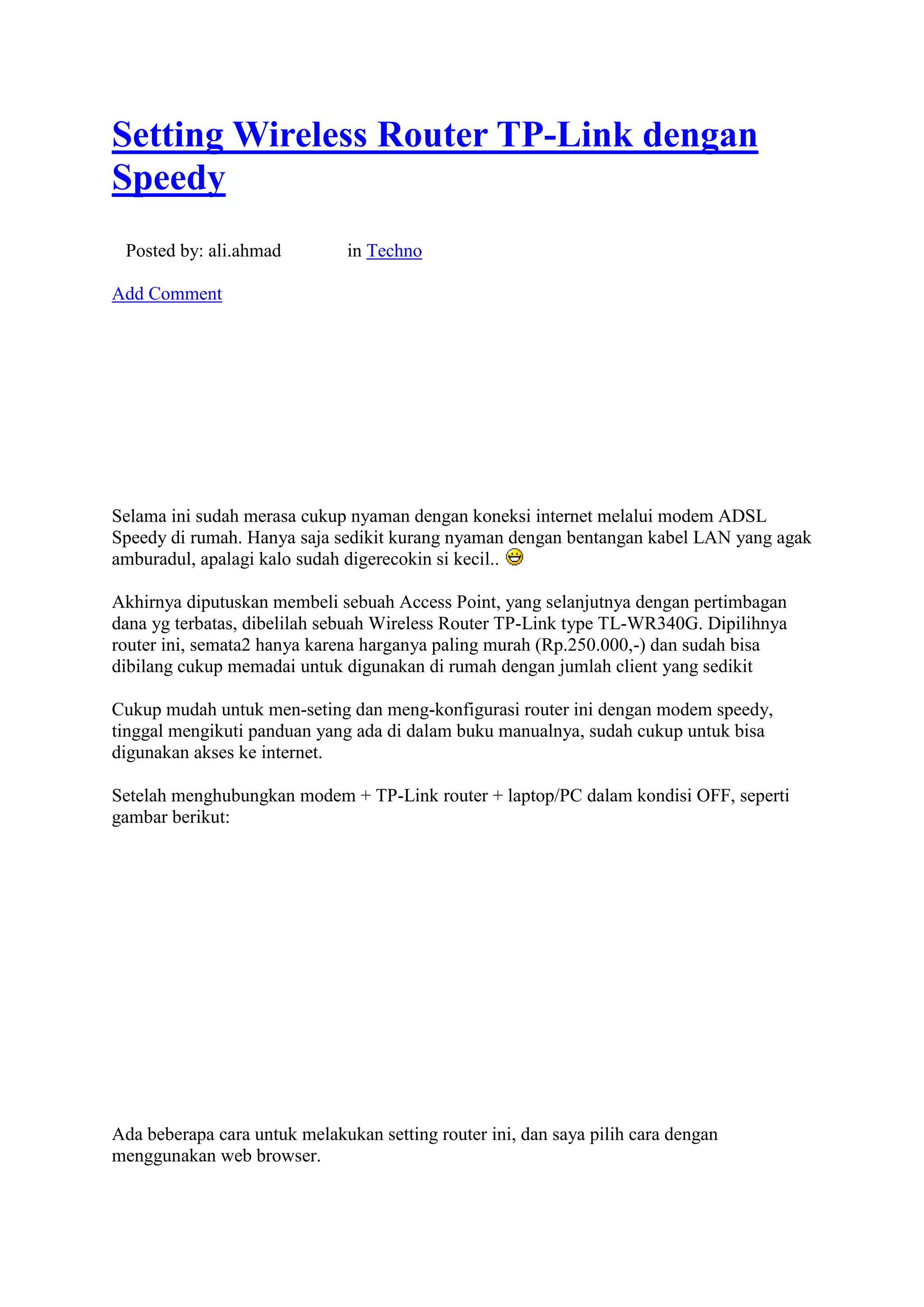 Setting wireless router tp | DOCX