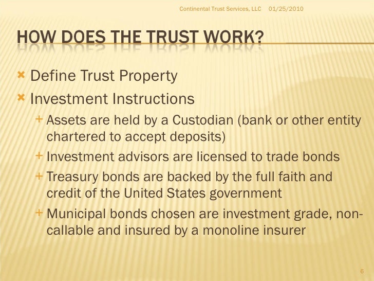 Settlement Trusts By Christi Fried Continental Trust Srvcs Llc