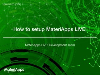 How to setup MateriApps LIVE!
2017/10/02 [OVA]
MateriApps LIVE! Development Team
 