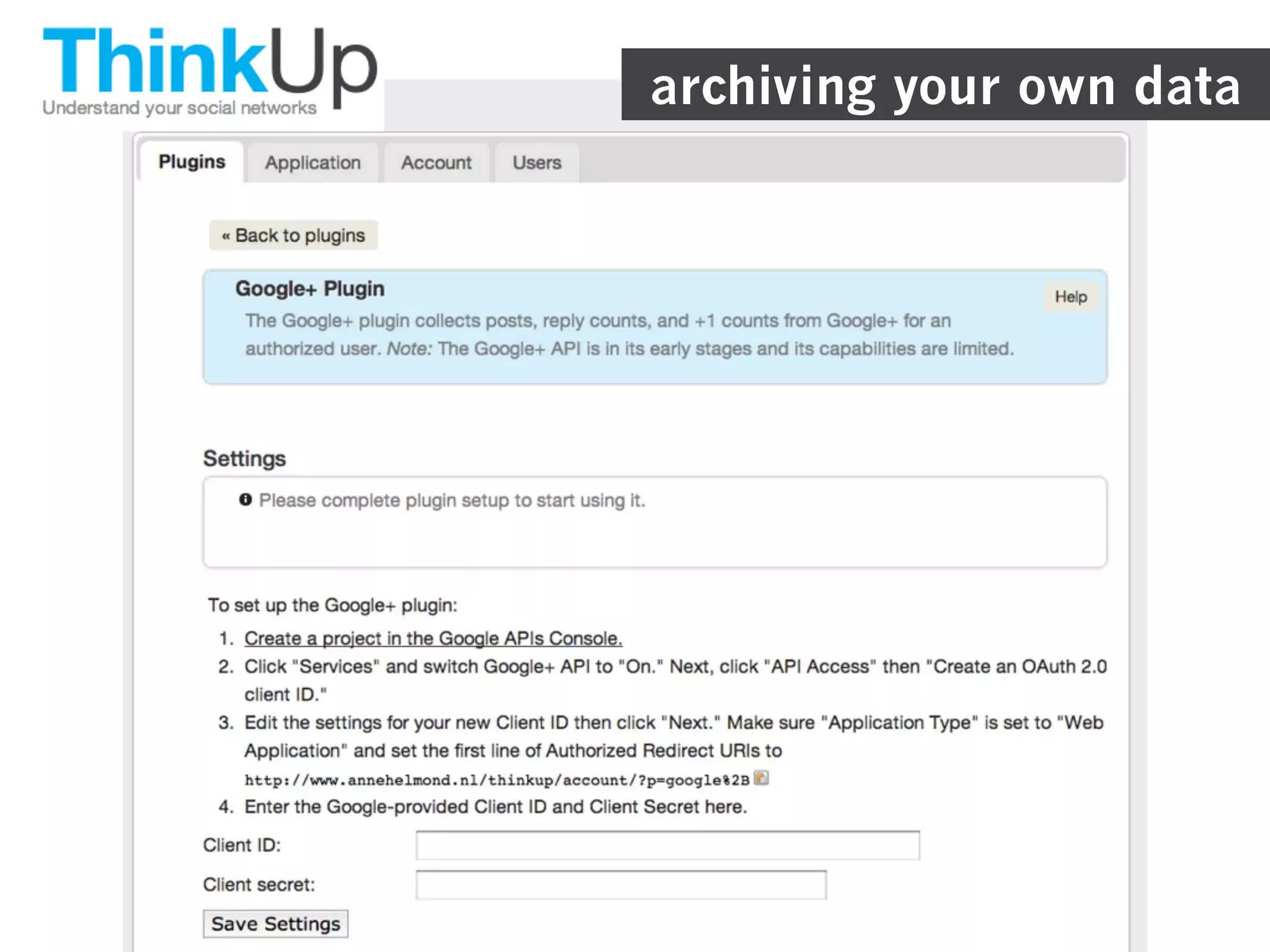 archiving your own data
 