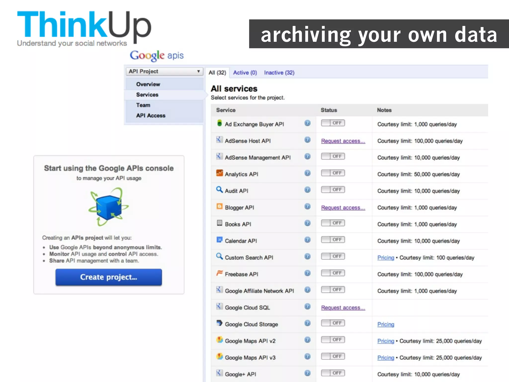 archiving your own data
 