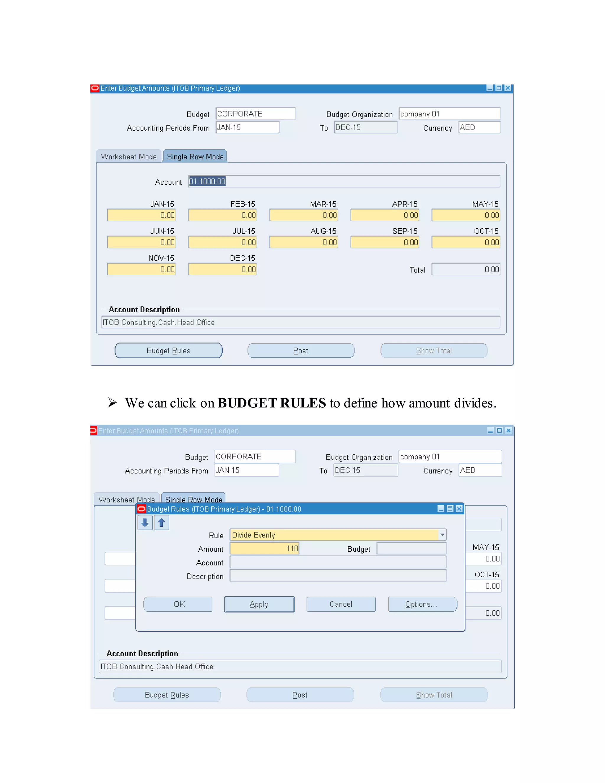 Setup of budget in oracle | DOCX