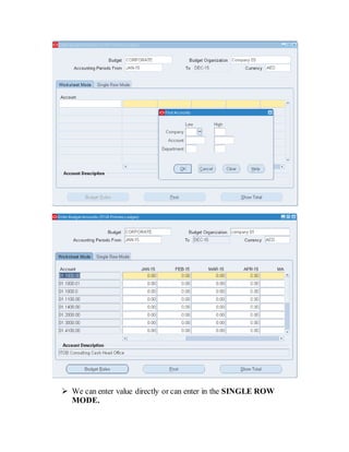 Setup of budget in oracle | DOCX