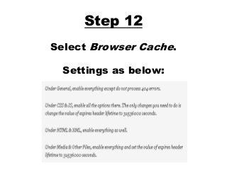 Step 12
Select Browser Cache.
Settings as below:
 