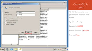 Setup windows server 2008 r2 create ou and users | PPTX
