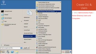 Setup windows server 2008 r2 create ou and users | PPTX